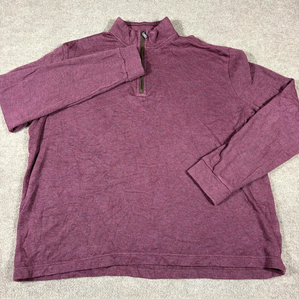 Joseph Abboud Sweater Mens XL Burgundy Cotton Quarter Zip Pullover Mock Neck